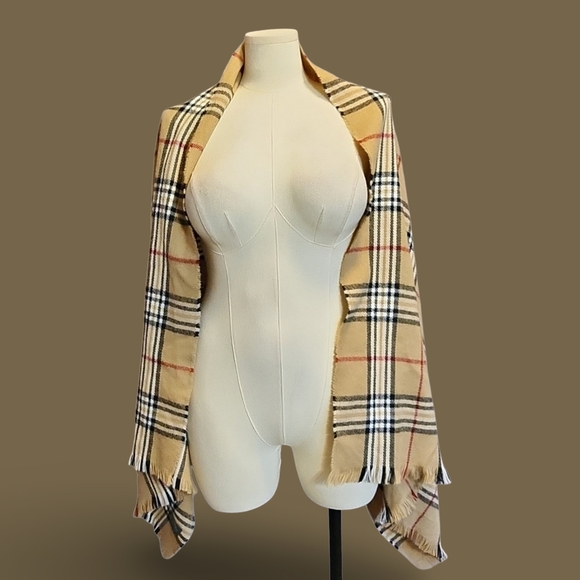 Classic Beige Tan Black Red & White Checker Nova Pattern Scarf & Or Shawl Preppy - Picture 3 of 7